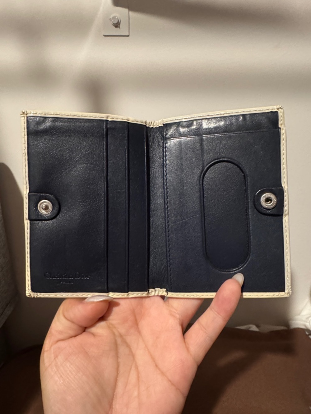 Preloved Dior Pocket Organizer Wallet - Dior Trotter White 2 Blue - Picture 2 of 6